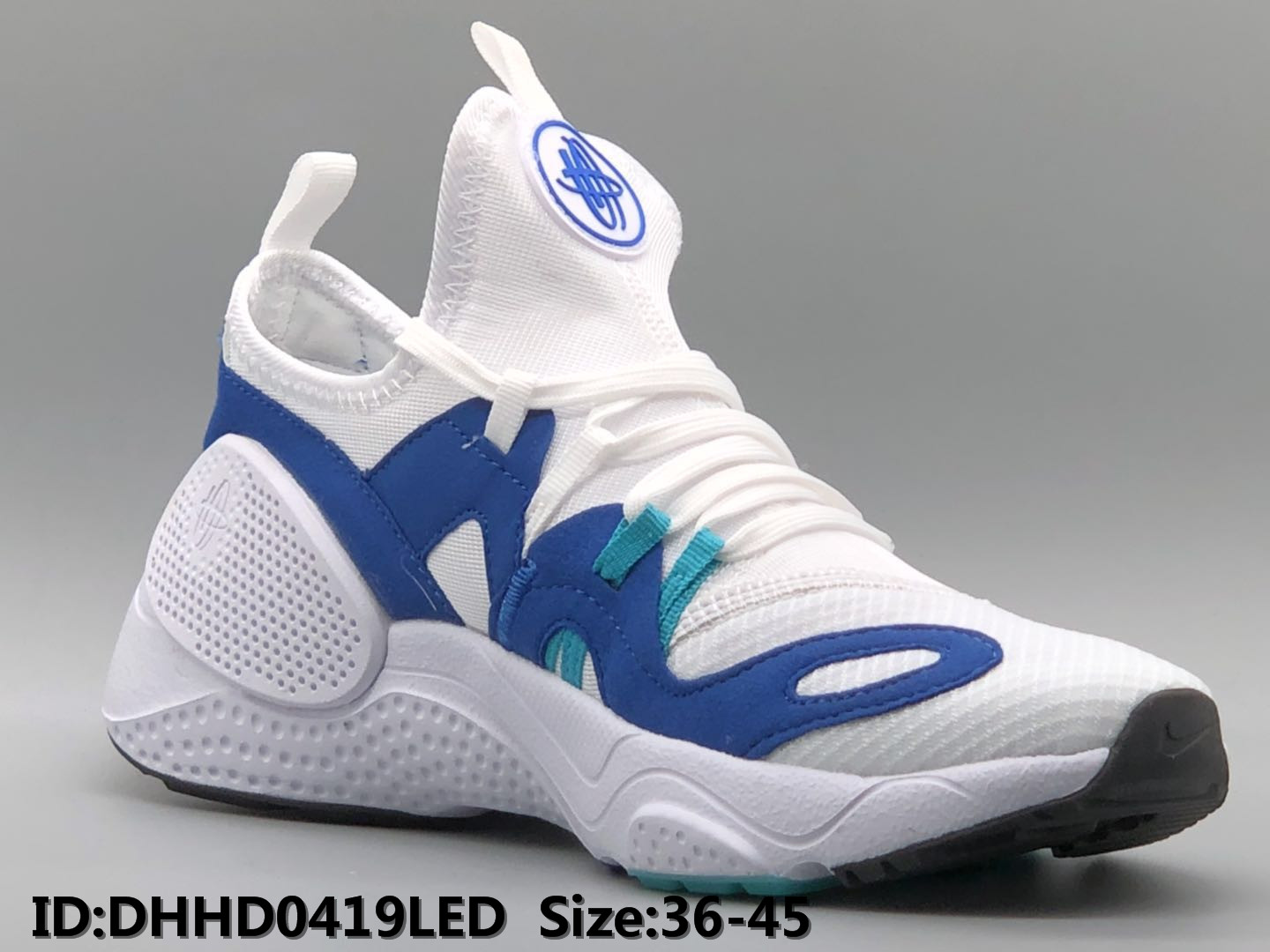 Women Nike Air Huarache 7 White Blue Shoes - Click Image to Close